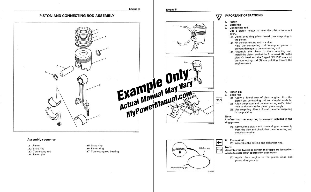 Engine repair shop service manual example
